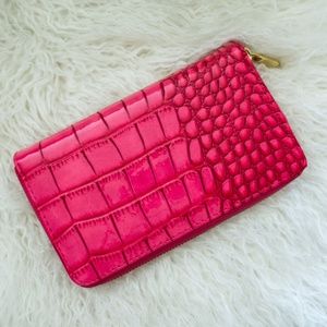 Pink Crocodile Skin Wallet